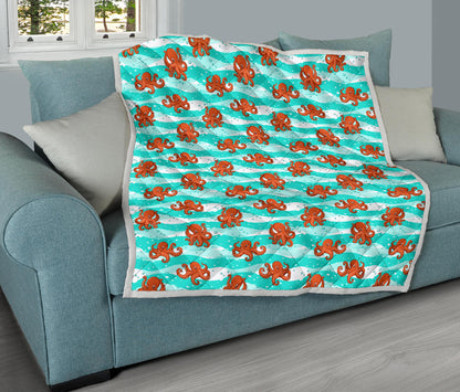 Octopus Cute Design Print Themed Quilt Bedspread