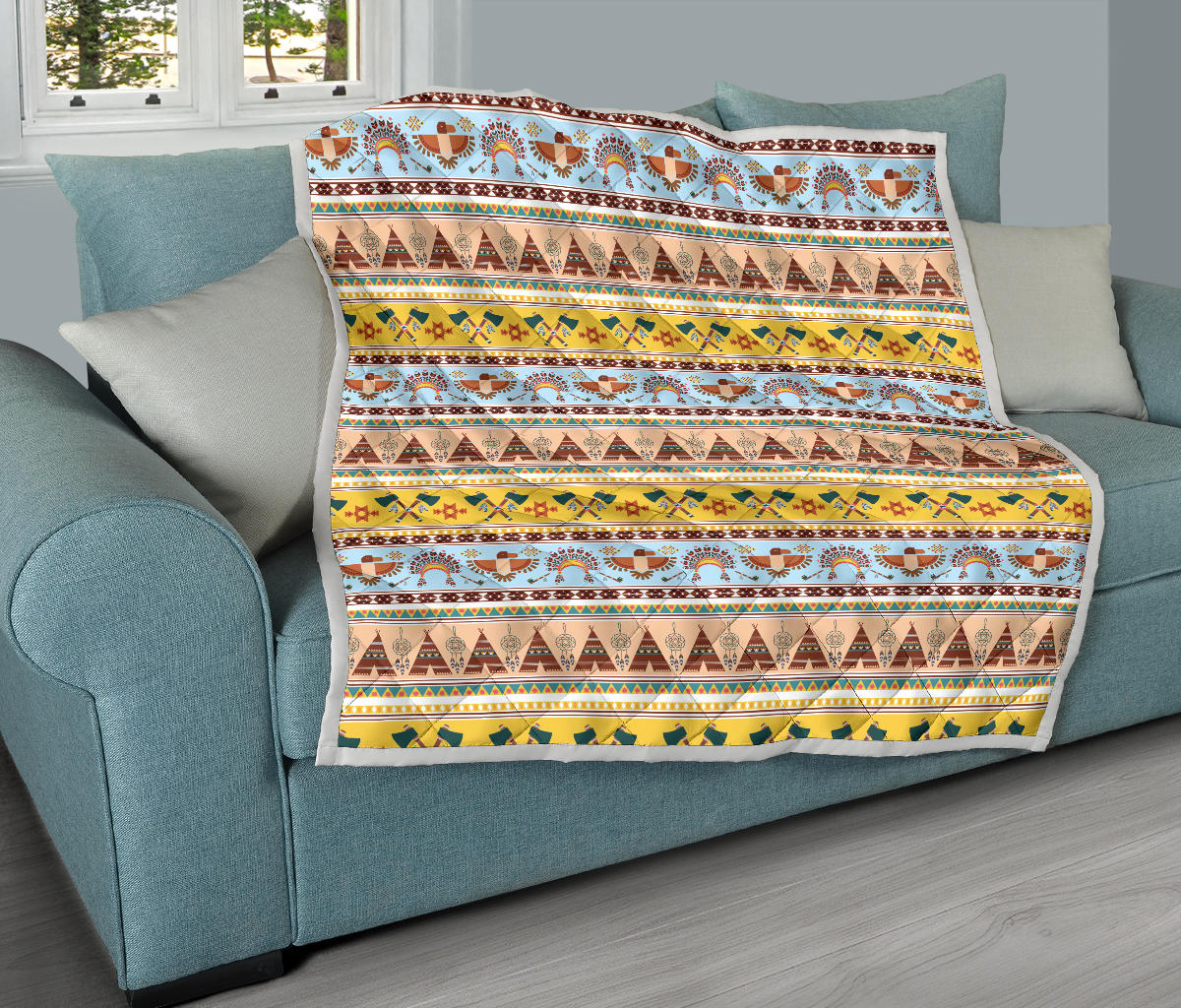 Native American Pattern Design Print Quilt Bedspread