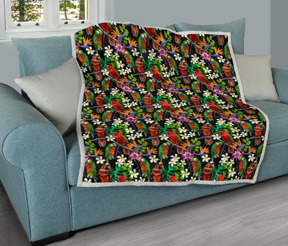 Parrot Design Print Quilt Bedspread