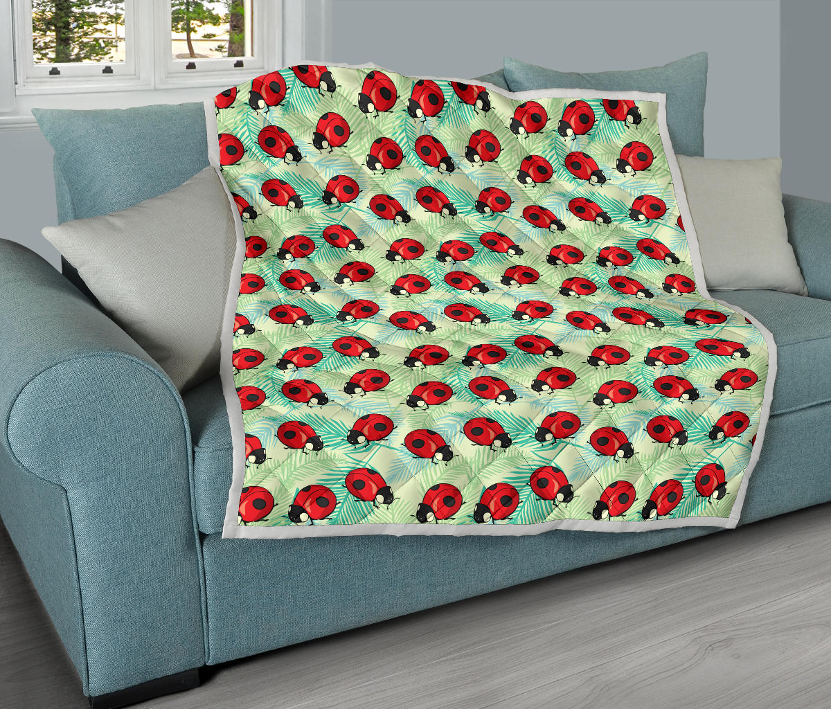 Ladybug Cute Print Pattern Quilt Bedspread