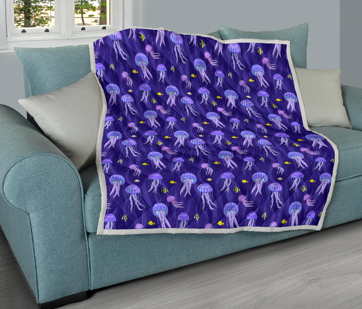 Jellyfish Style Print Quilt Bedspread