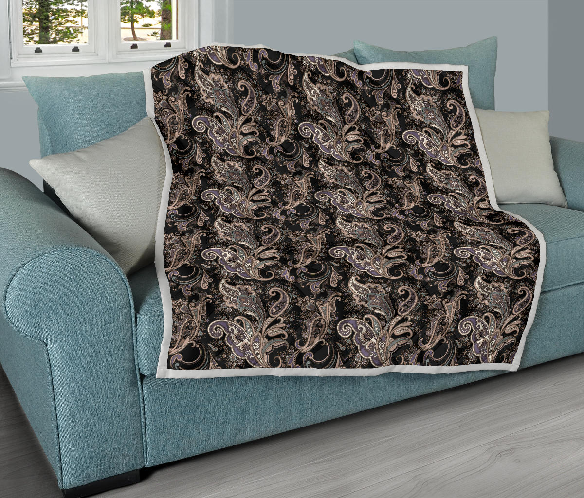 Paisley Mandala Design Print Quilt Bedspread