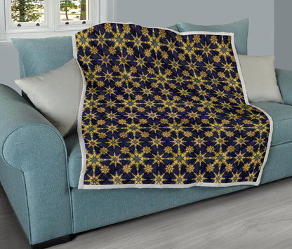 kaleidoscope Gold Print Design Quilt Bedspread