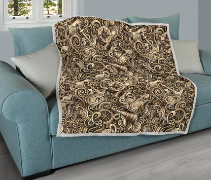 Nautical Tattoo Design Themed Print Quilt Bedspread
