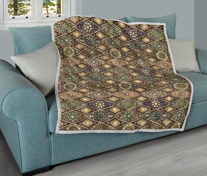Mandala Motif Themed Design Print Quilt Bedspread