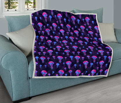 Jellyfish Neon Print Quilt Bedspread