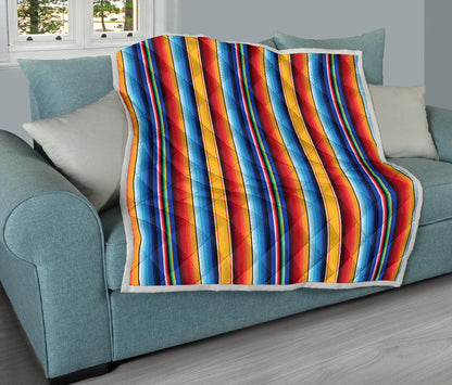 Mexican Blanket Stripe Print Pattern Quilt Bedspread