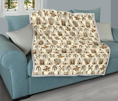 Native Indian Pattern Design Print Quilt Bedspread