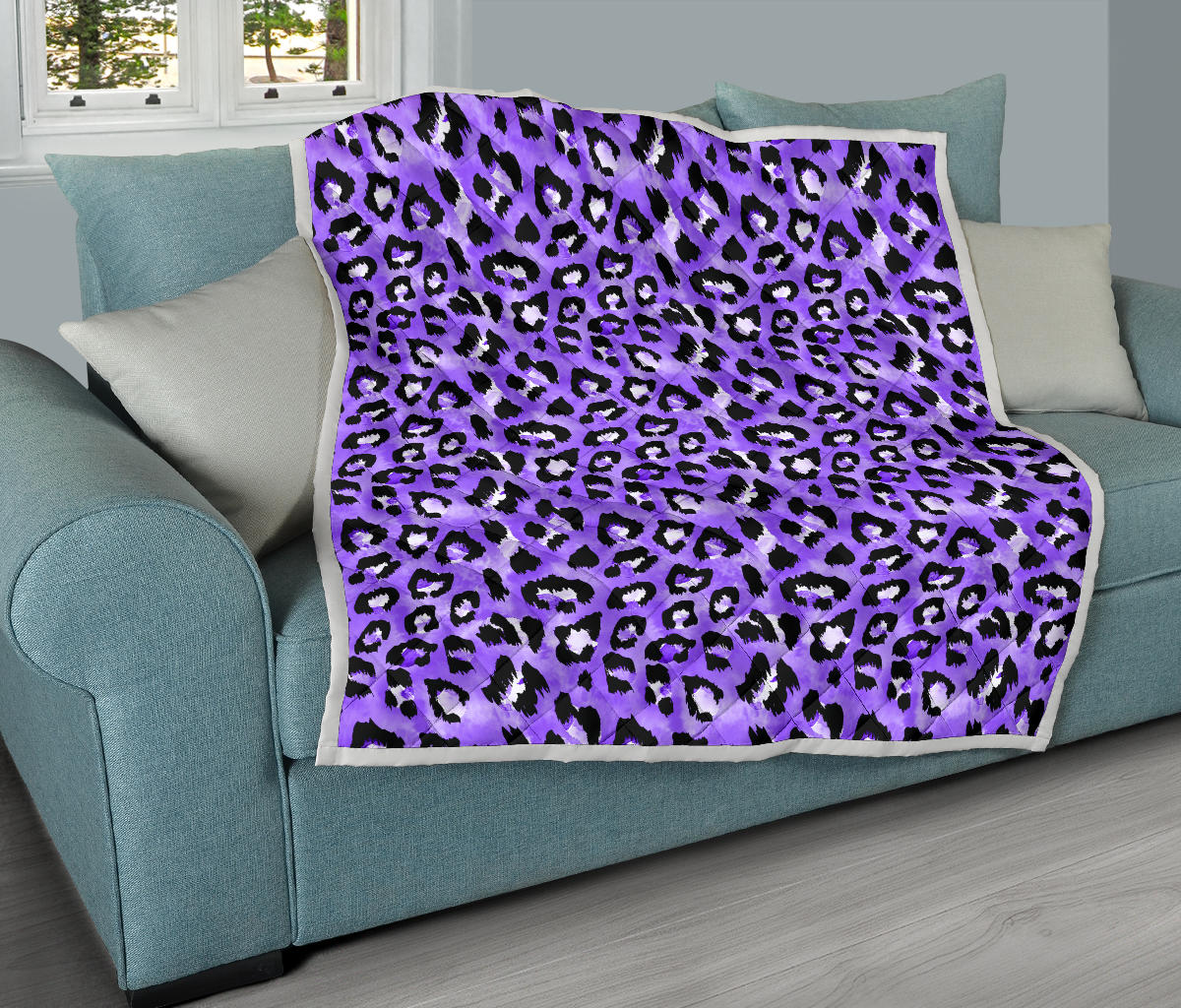 Leopard Purple Skin Print Quilt Bedspread