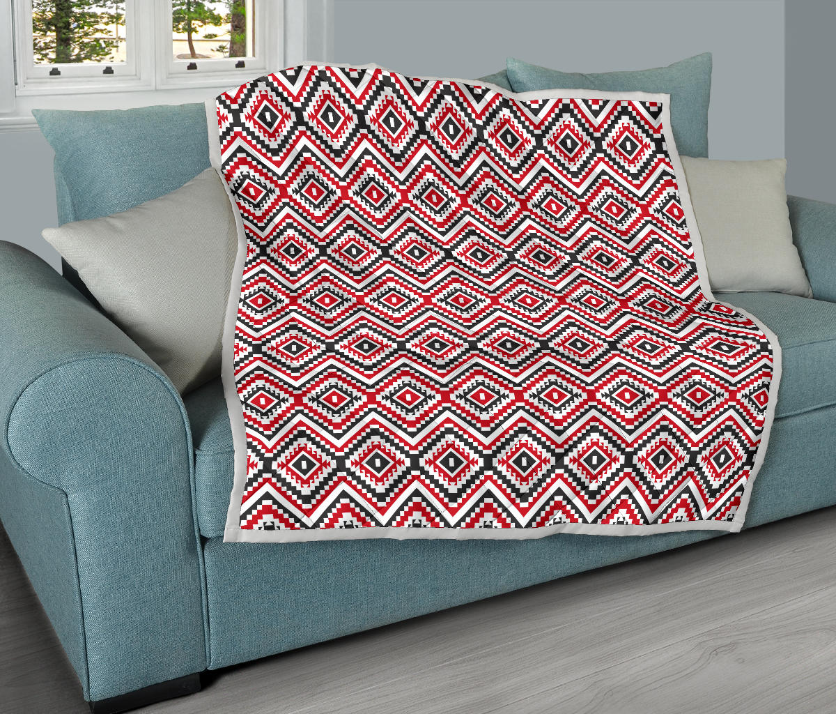 Native American Themed Tribal Print Quilt Bedspread