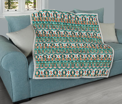 Indian Navajo Ethnic Themed Design Print Quilt Bedspread