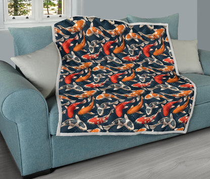 Koi Carp Cute Design Themed Print Quilt Bedspread