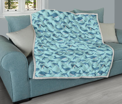 Narwhal Themed Print Quilt Bedspread
