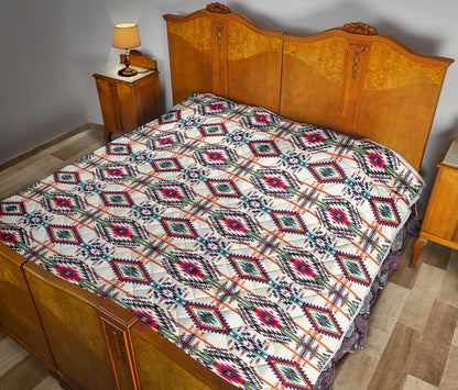 Indian Navajo Art Themed Design Print Quilt Bedspread