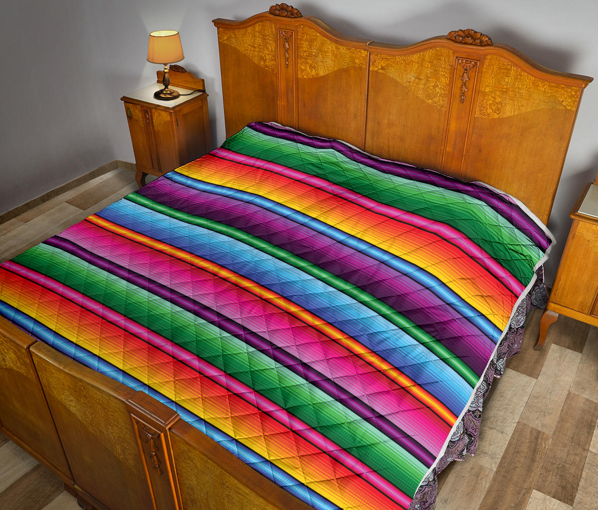 Mexican Blanket Colorful Print Pattern Quilt Bedspread