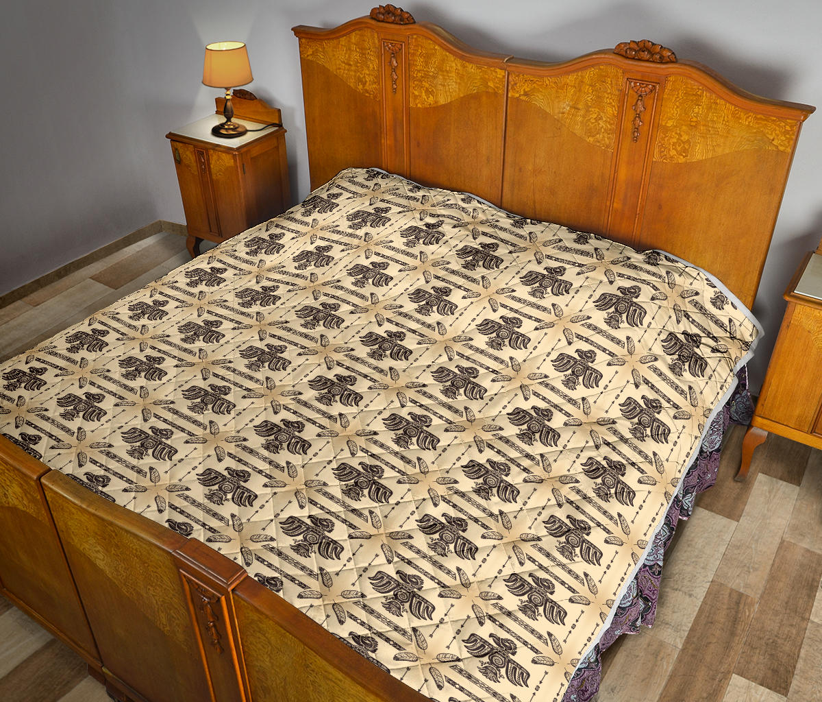 Native American Themed Design Print Quilt Bedspread