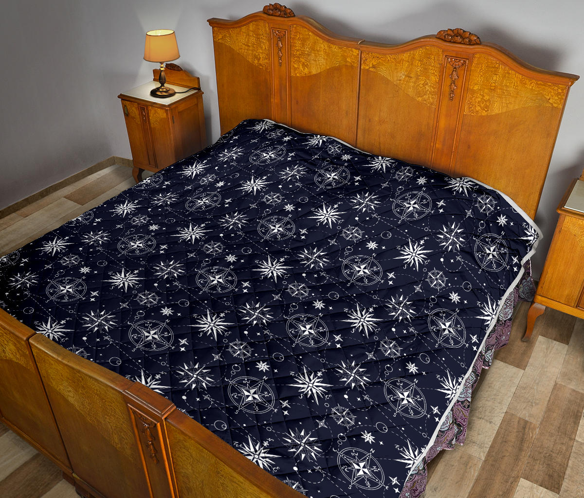 Nautical Sky Design Themed Print Quilt Bedspread