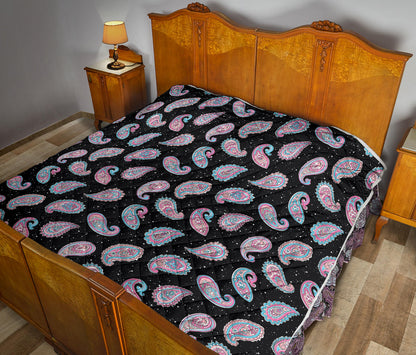 Paisley Pink Design Mandala Print Quilt Bedspread