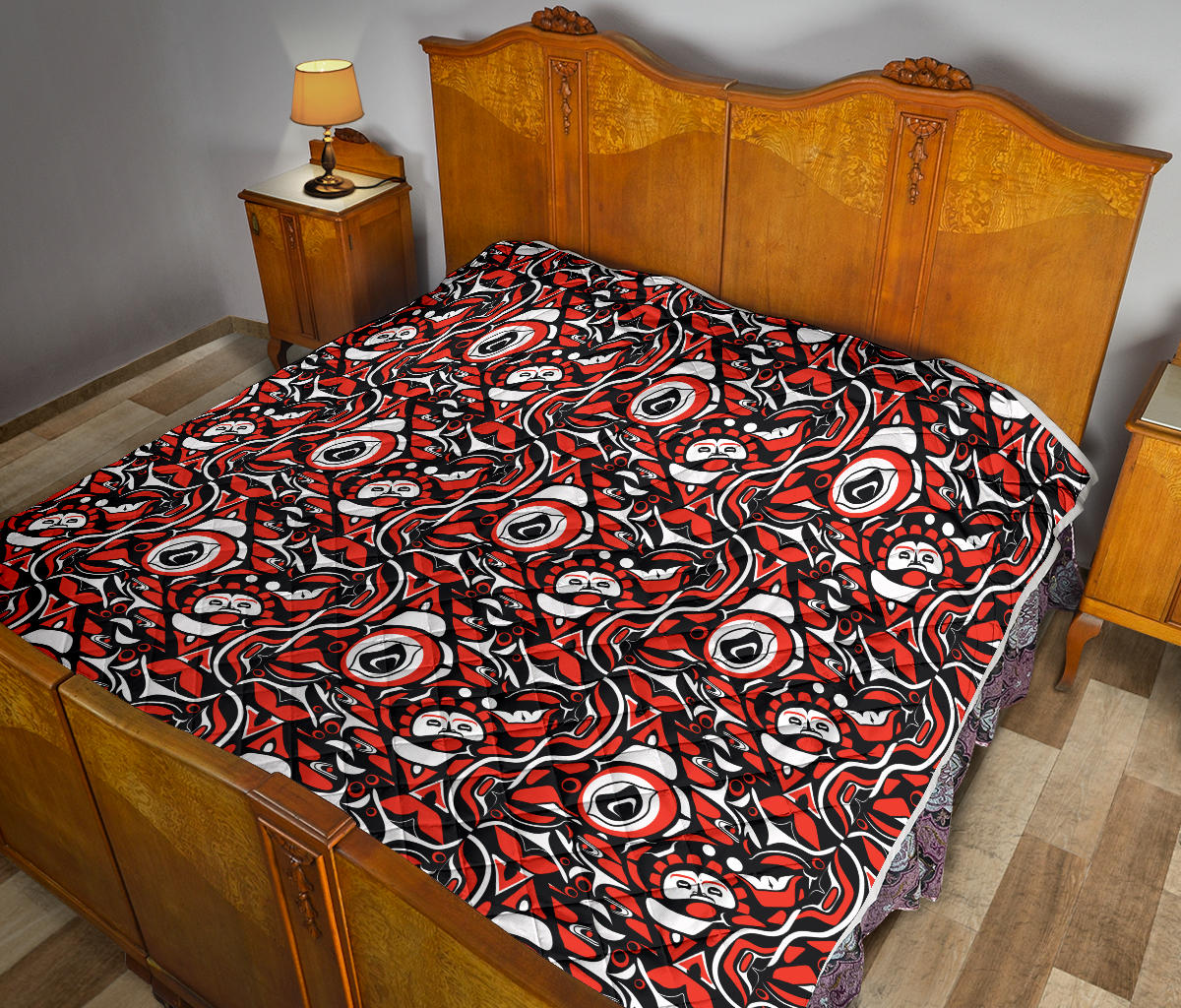 Native North American Themed Print Quilt Bedspread