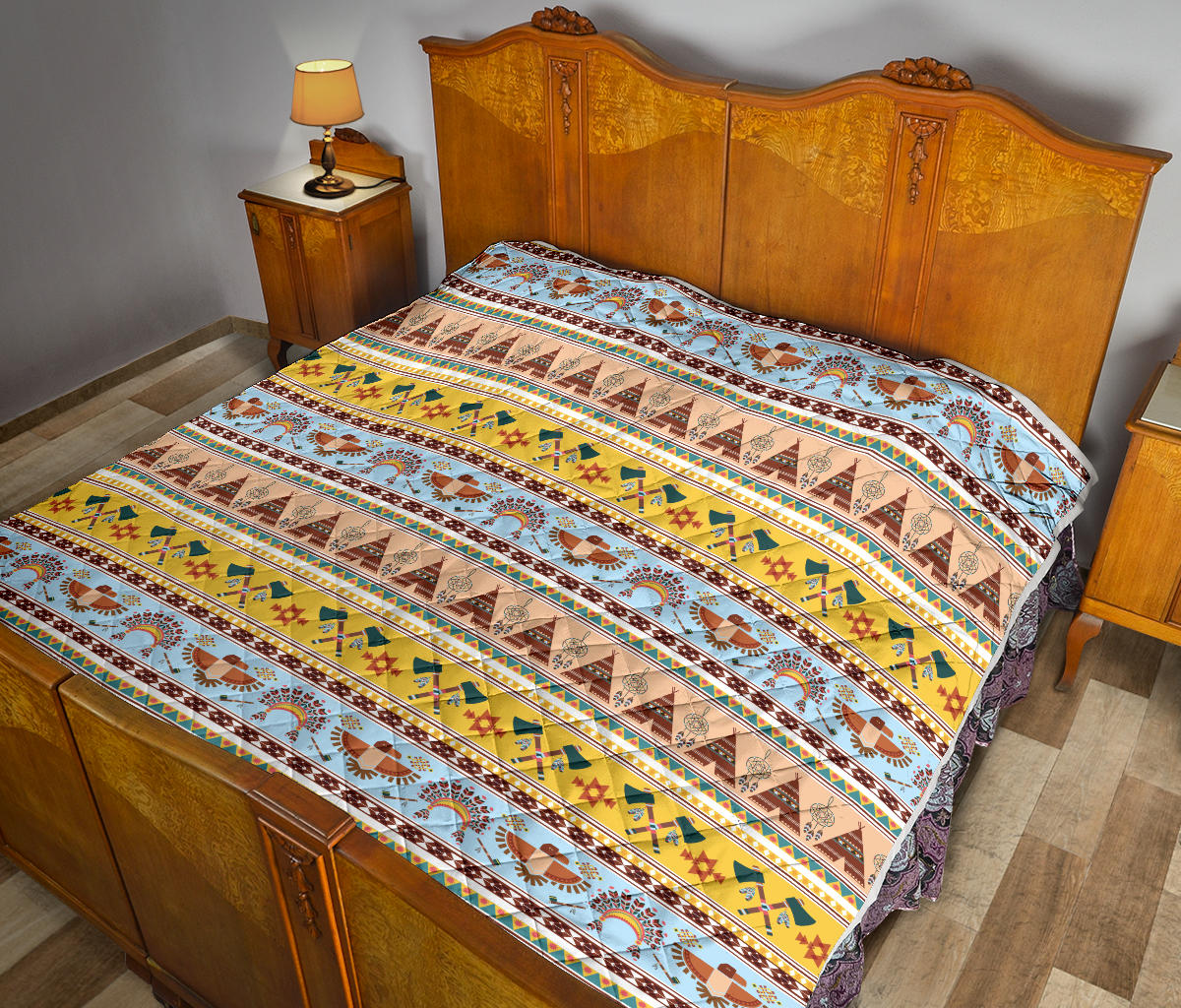 Native American Pattern Design Print Quilt Bedspread