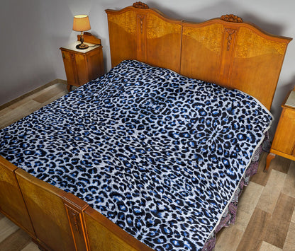 Leopard Blue Skin Print Quilt Bedspread