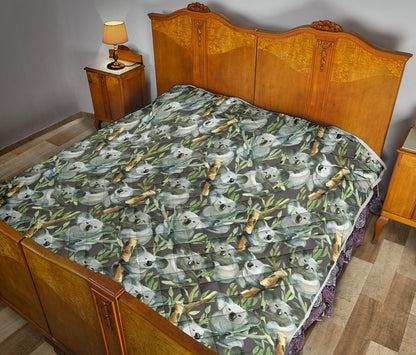 Koala Pattern Design Print Quilt Bedspread