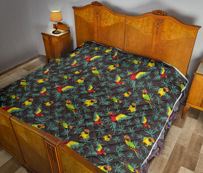 Parrot Themed Print Quilt Bedspread