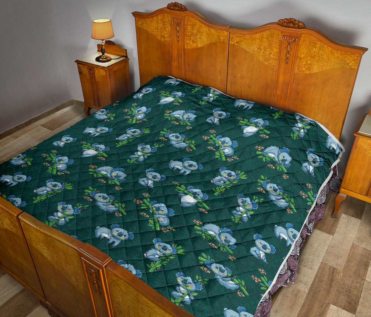 Koala Blue Design Print Quilt Bedspread