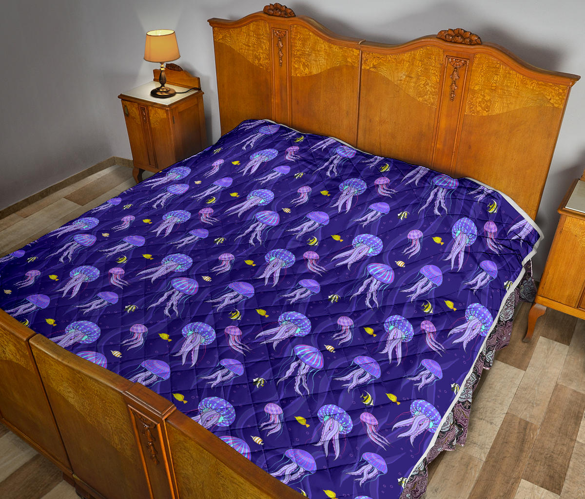 Jellyfish Style Print Quilt Bedspread