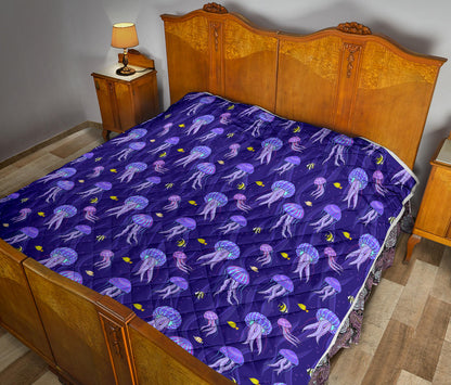 Jellyfish Style Print Quilt Bedspread