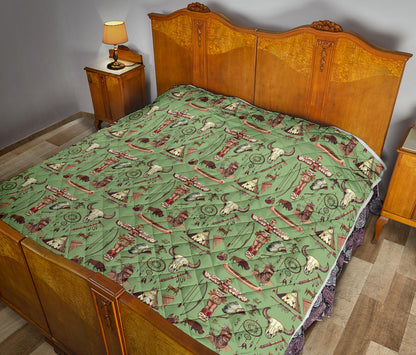 Native Indian Themed Design Print Quilt Bedspread