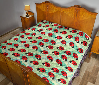 Ladybug Cute Print Pattern Quilt Bedspread
