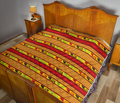 Mexican Blanket Ornament Print Pattern Quilt Bedspread