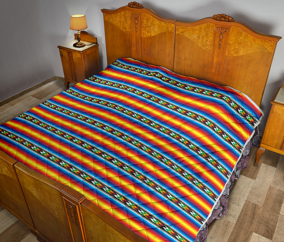 Mexican Blanket ZigZag Print Pattern Quilt Bedspread