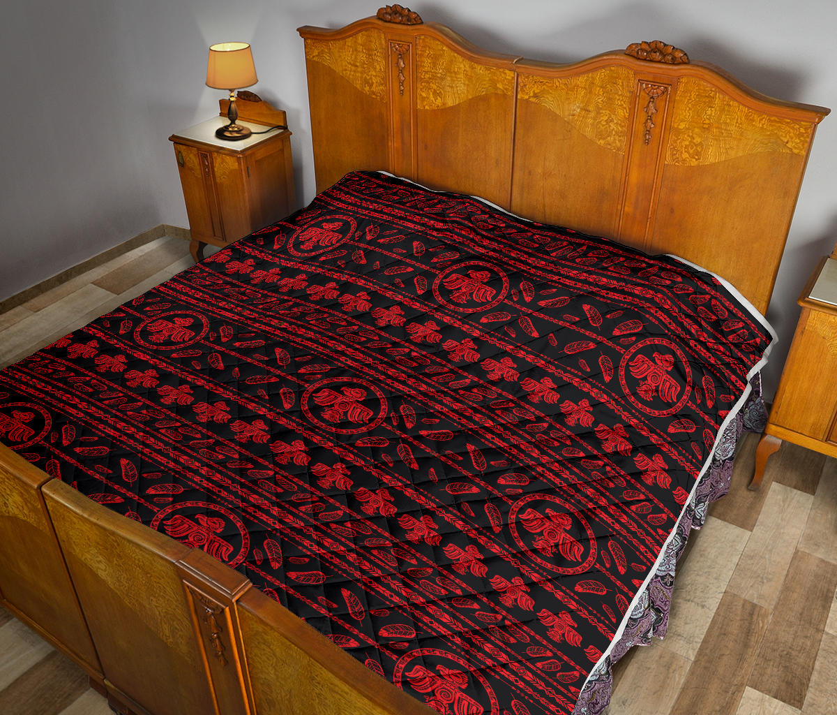 Native American Eagle Themed Print Quilt Bedspread