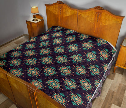 Navajo Geometric Style Print Pattern Quilt Bedspread