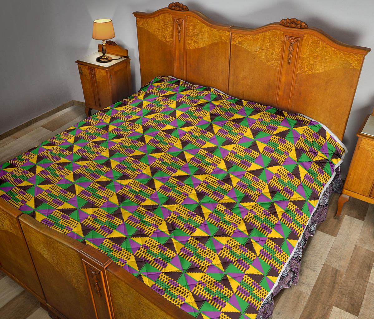 Kente Triangle Design African Print Quilt Bedspread