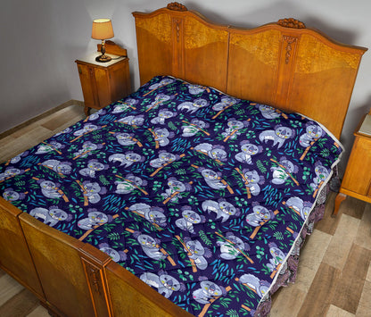 Koala Themed Design Print Quilt Bedspread