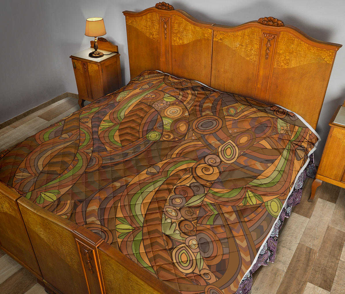 Maori Ornament Design Print Quilt Bedspread
