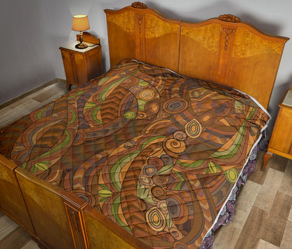 Maori Ornament Design Print Quilt Bedspread