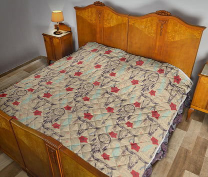 Native Buffalo Head Themed Design Print Quilt Bedspread