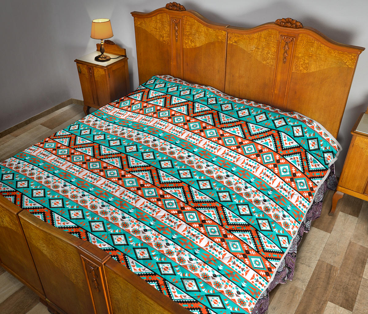Navajo Style Print Pattern Quilt Bedspread