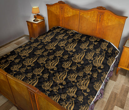 Owl Tribal Polynesian Design Print Quilt Bedspread