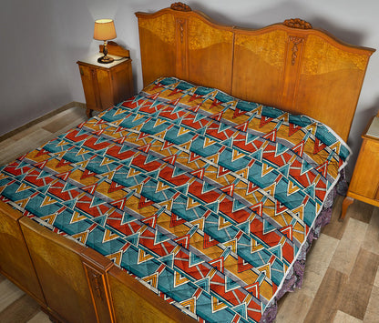Kente Print African Design Themed Quilt Bedspread