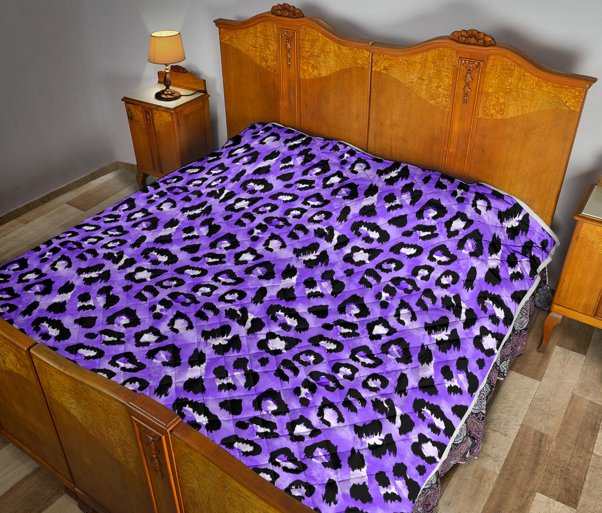 Leopard Purple Skin Print Quilt Bedspread