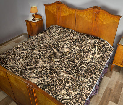 Nautical Tattoo Design Themed Print Quilt Bedspread