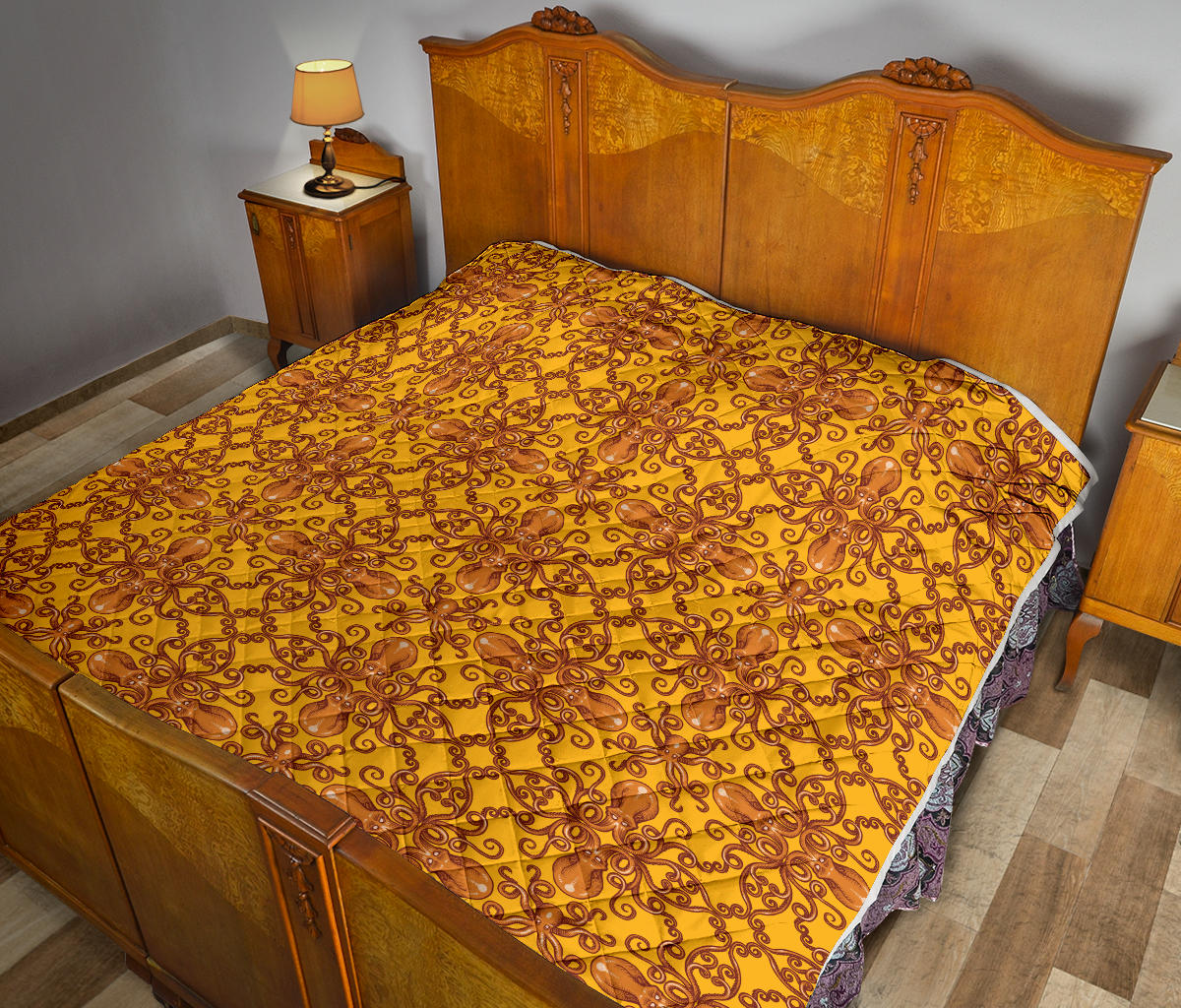 Octopus Background Design Print Quilt Bedspread