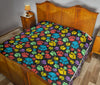 Paw Colorful Print Quilt Bedspread