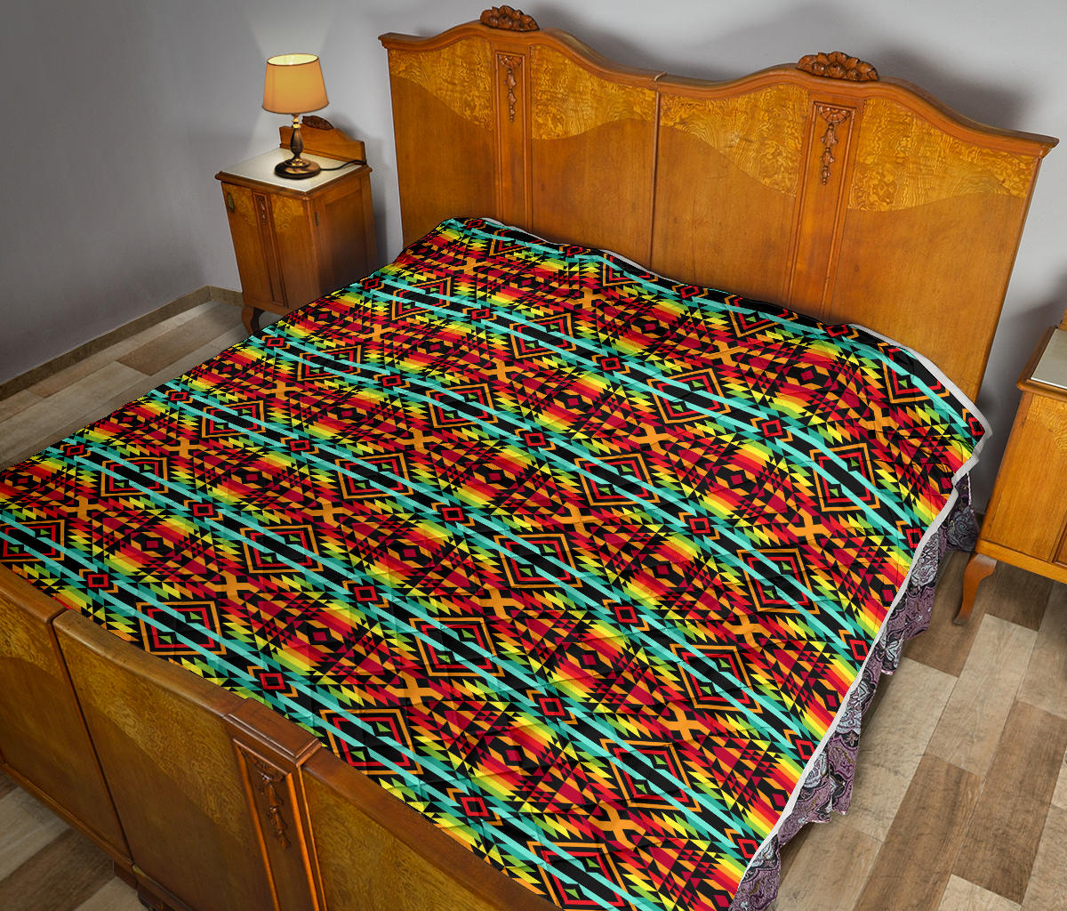 Kente Red Design African Print Quilt Bedspread