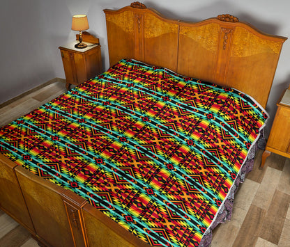 Kente Red Design African Print Quilt Bedspread